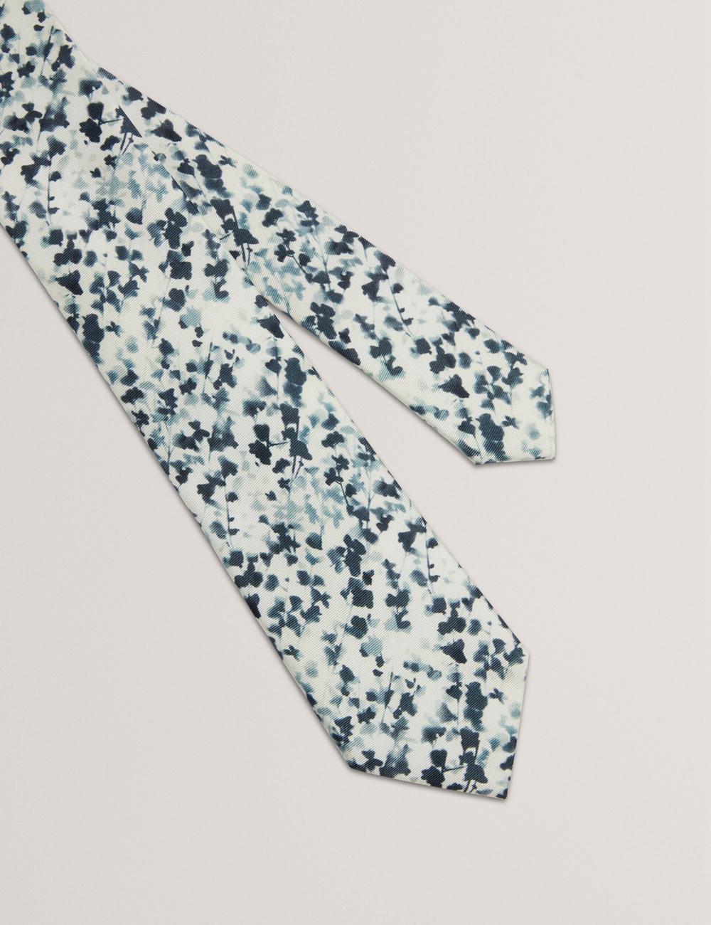 Navy Men Ted Baker ELMSTED - Blurred Floral Print Silk Ties | SA  LCA-706923