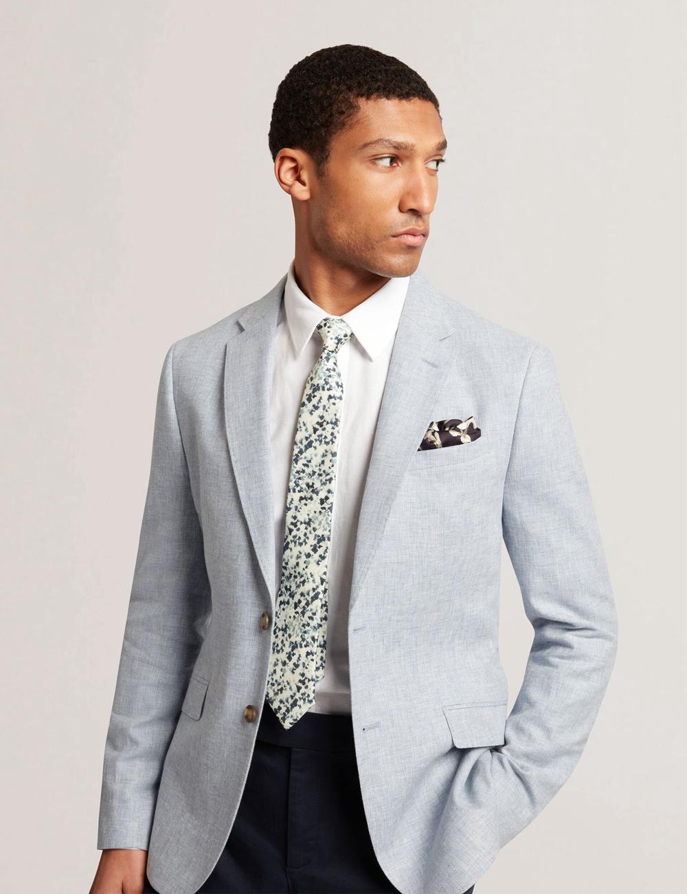 Navy Men Ted Baker ELMSTED - Blurred Floral Print Silk Ties | SA  LCA-706923