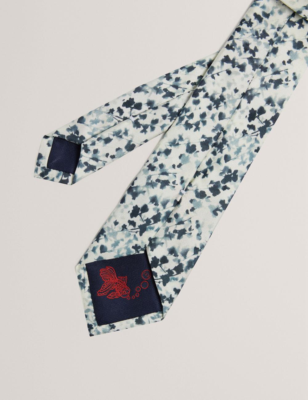 Navy Men Ted Baker ELMSTED - Blurred Floral Print Silk Ties | SA  LCA-706923