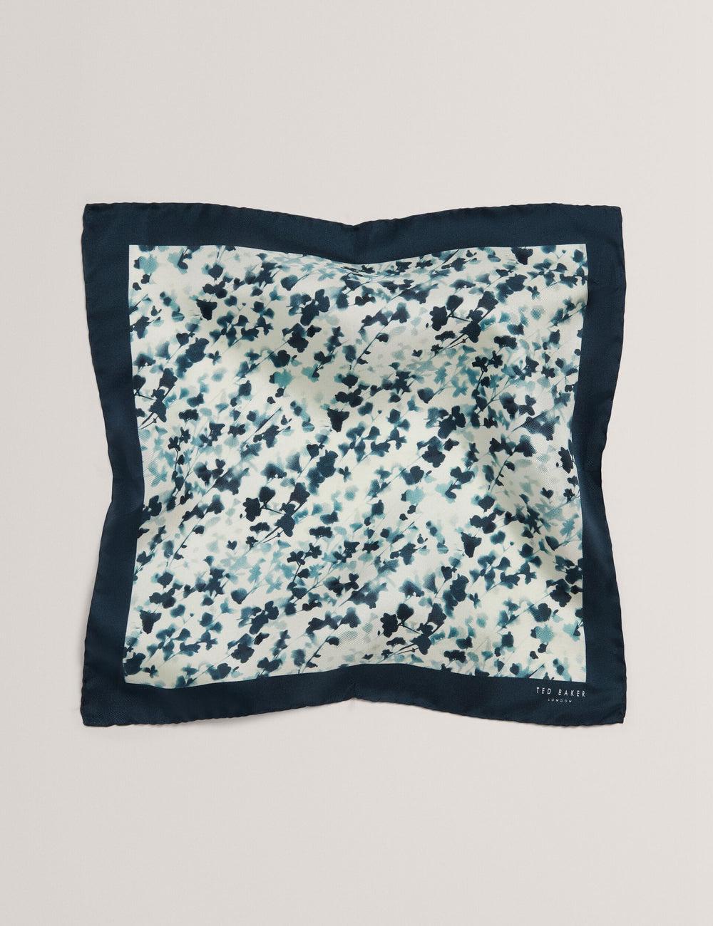 Navy Men Ted Baker ELMSTEP - Blurred Floral Print Silk Pocket Pocket Squares | SA  DUC-710483