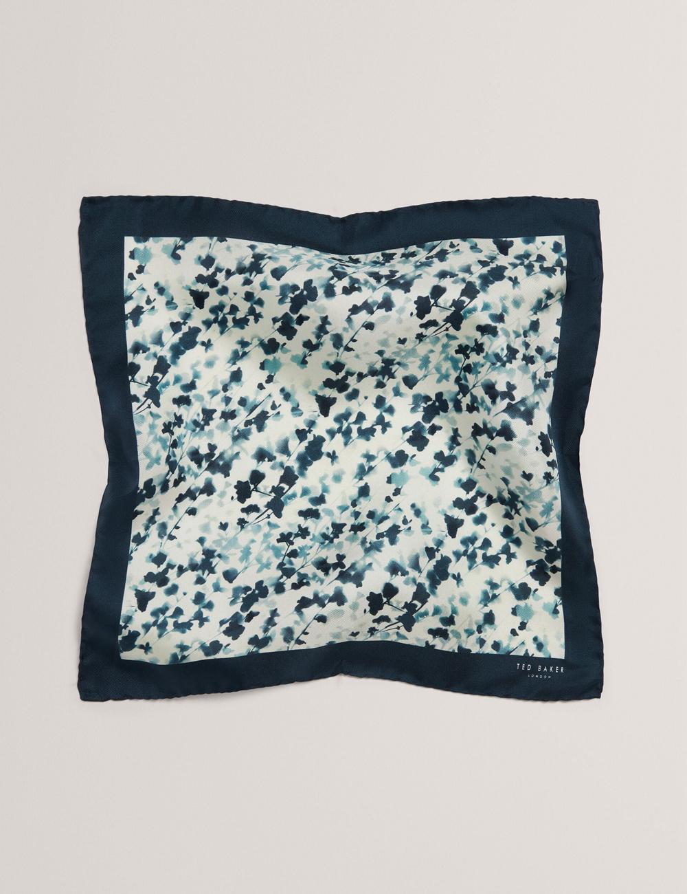 Navy Men Ted Baker ELMSTEP - Blurred Floral Print Silk Pocket Pocket Squares | SA  DUC-710483