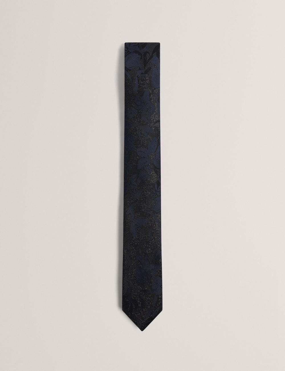 Navy Men Ted Baker Floral Print Silk Ties | SA  WQV-749153