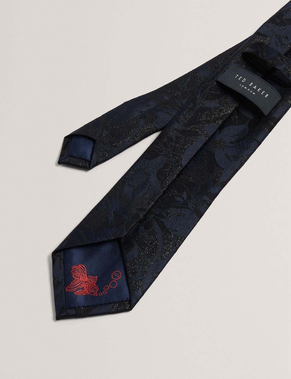 Navy Men Ted Baker Floral Print Silk Ties | SA  WQV-749153