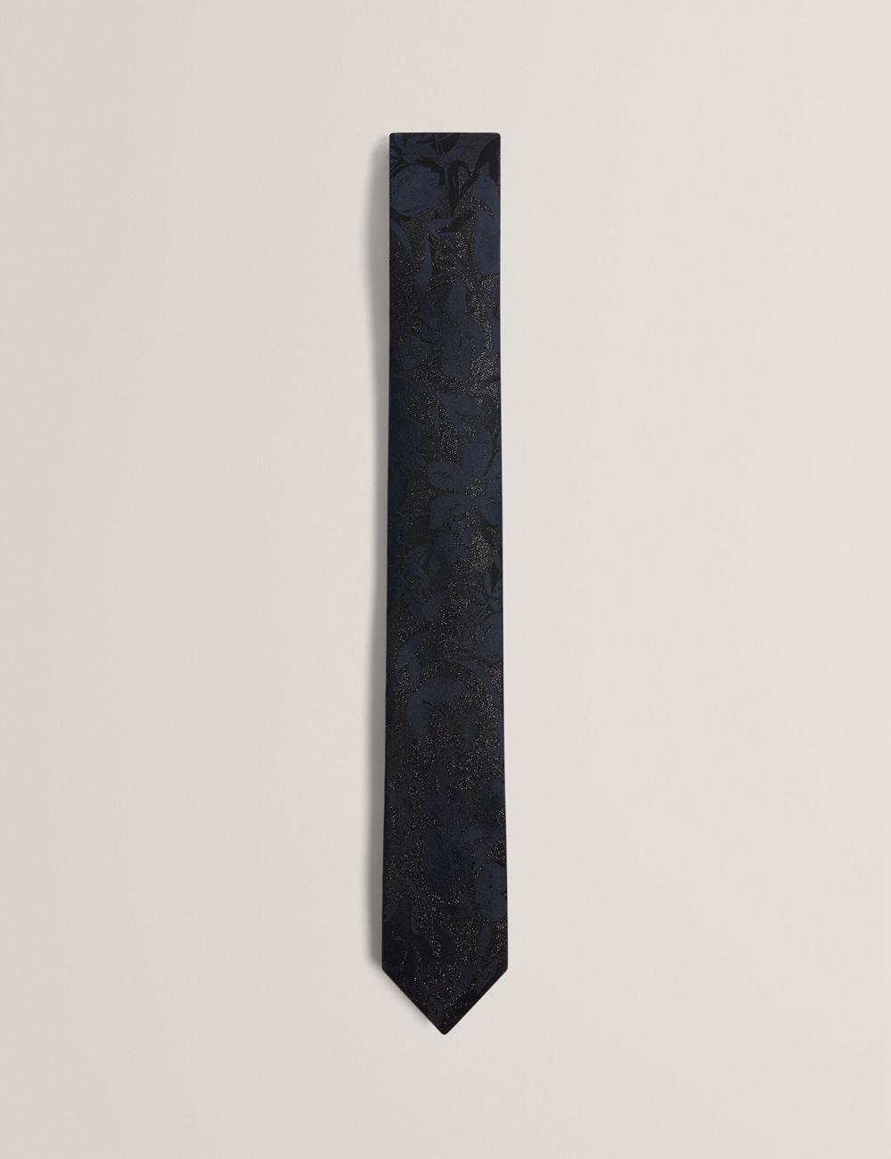 Navy Men Ted Baker Floral Print Silk Ties | SA  WQV-749153