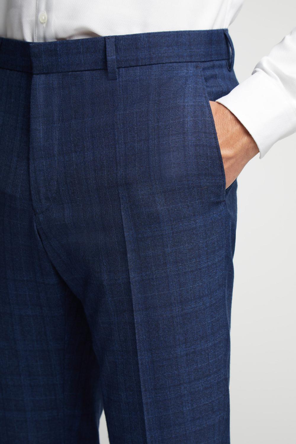 Navy Men Ted Baker HOYLETS - Soft Check Slim Fit Suit Trousers | SA  REN-901654