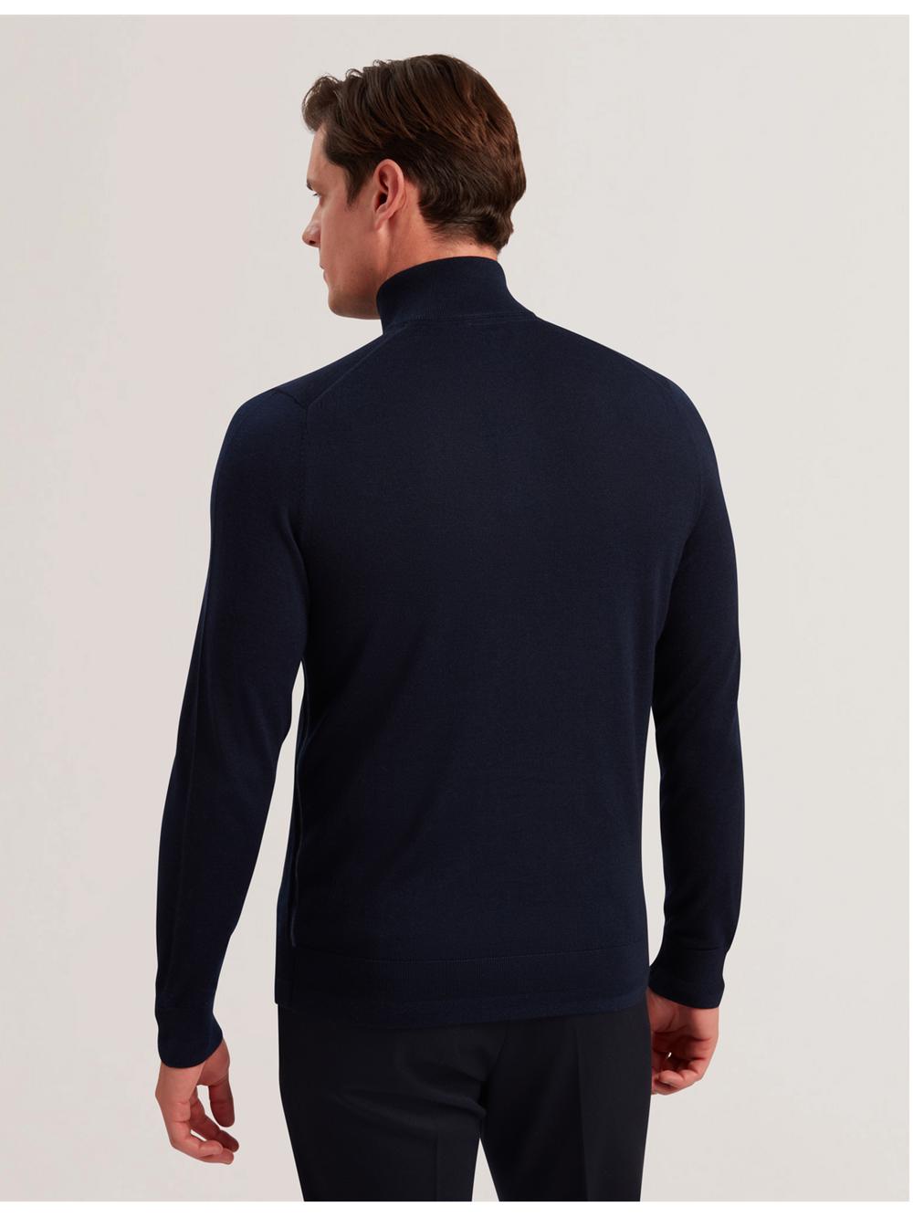 Navy Men Ted Baker LIMEHAS - Wool Quarter Zip Funnel Neck Sweater Jumpers | SA  HKQ-205863
