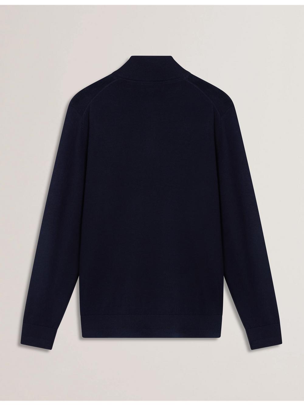 Navy Men Ted Baker LIMEHAS - Wool Quarter Zip Funnel Neck Sweater Jumpers | SA  HKQ-205863