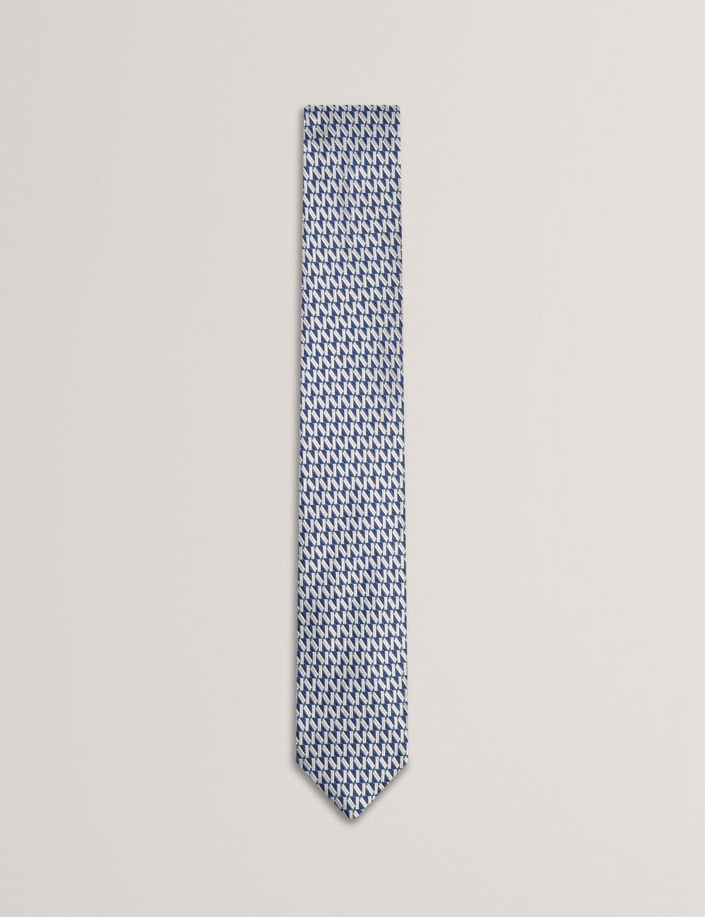 Navy Men Ted Baker MILAK - Geometric Pattern Silk Ties | SA  IMQ-673458