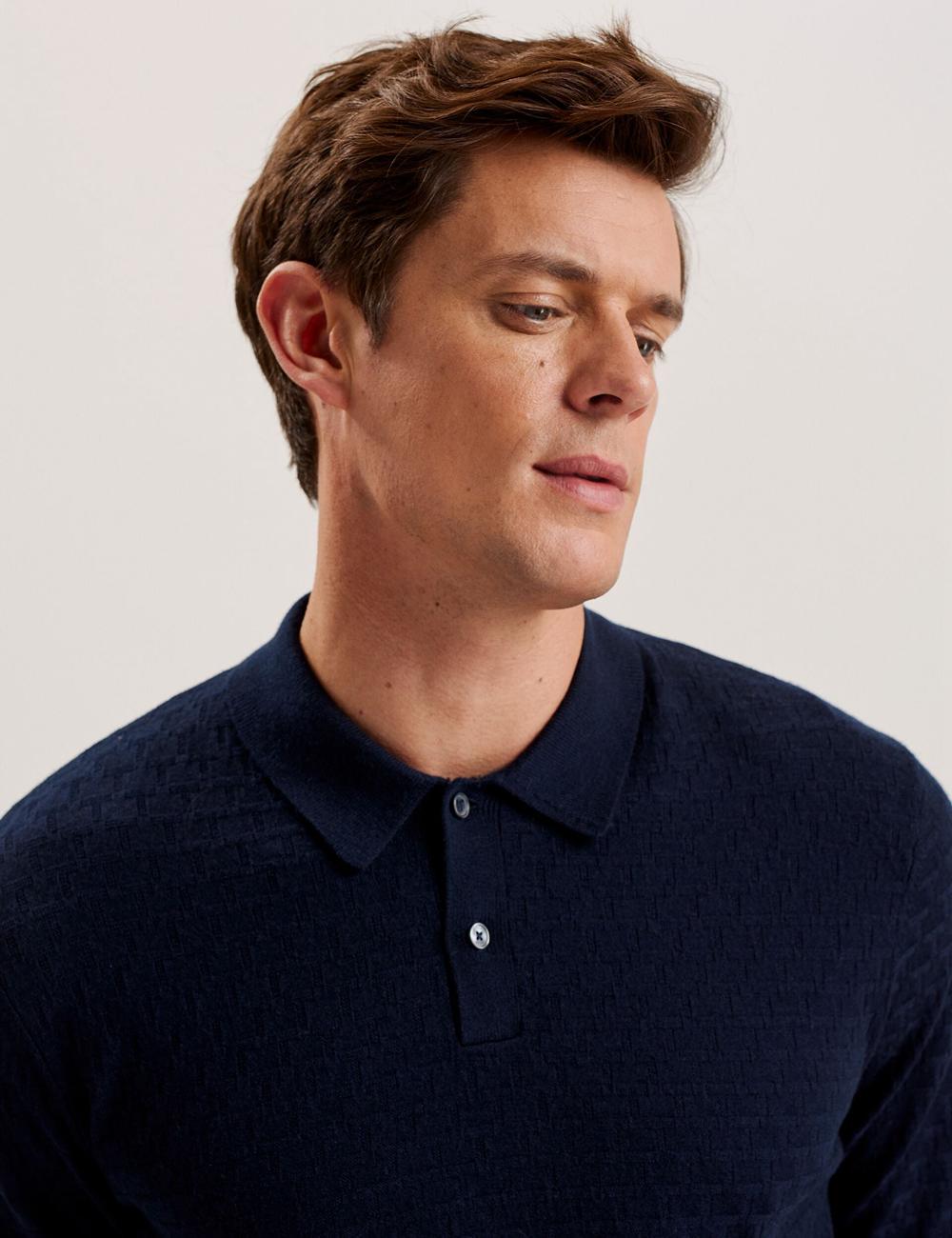 Navy Men Ted Baker MORAR - T Knit Long Sleeve Top Jumpers | SA  KNW-731928