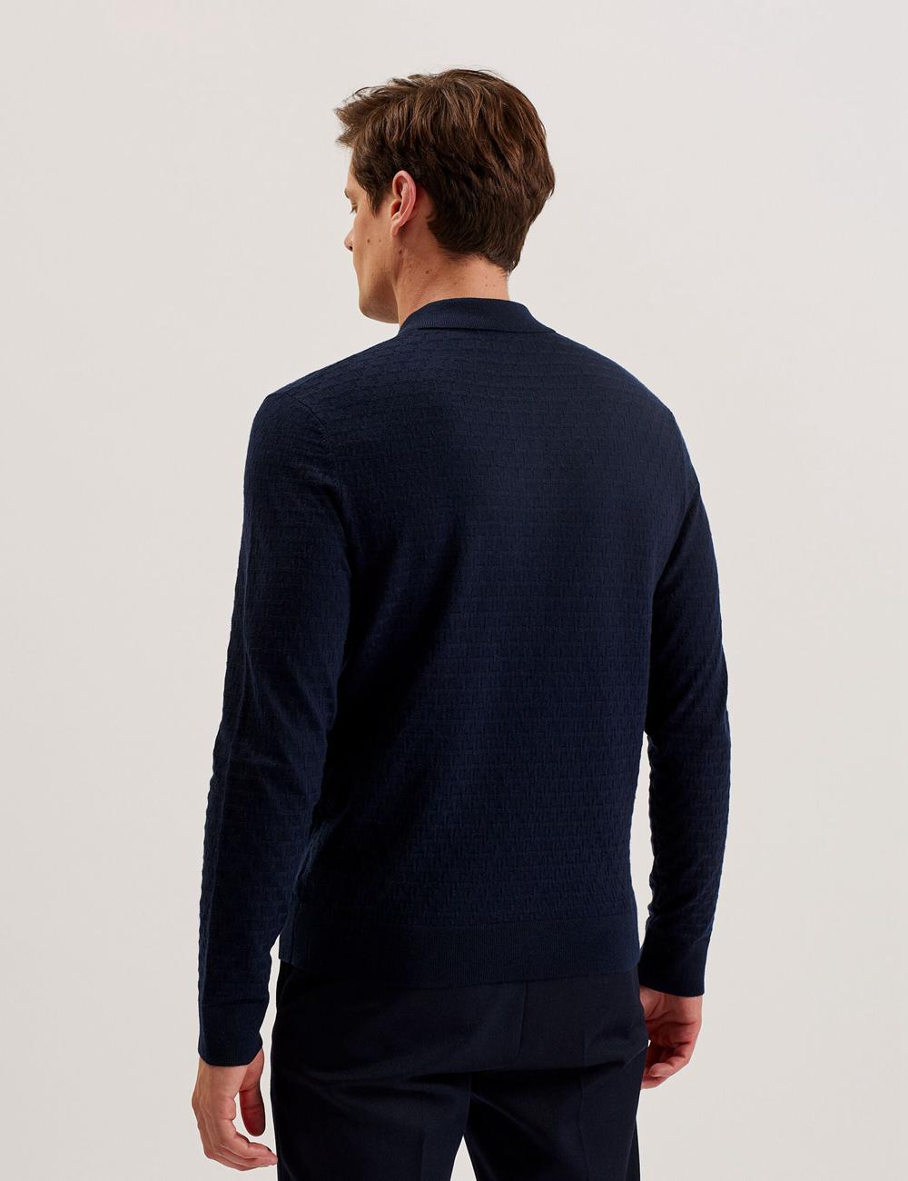 Navy Men Ted Baker MORAR - T Knit Long Sleeve Top Jumpers | SA  KNW-731928
