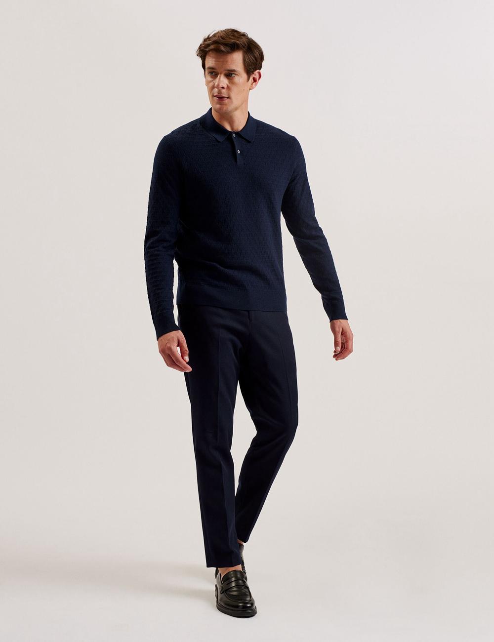 Navy Men Ted Baker MORAR - T Knit Long Sleeve Top Jumpers | SA  KNW-731928