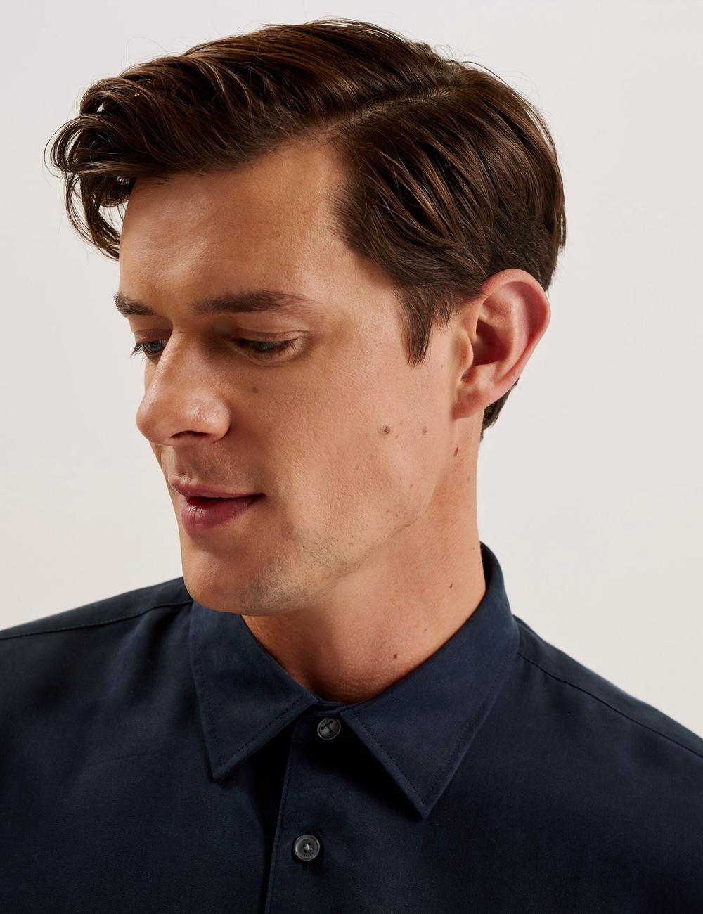 Navy Men Ted Baker NESSMEN - Embroidered Detail Relaxed Fit Casual Shirts | SA  JCL-894705
