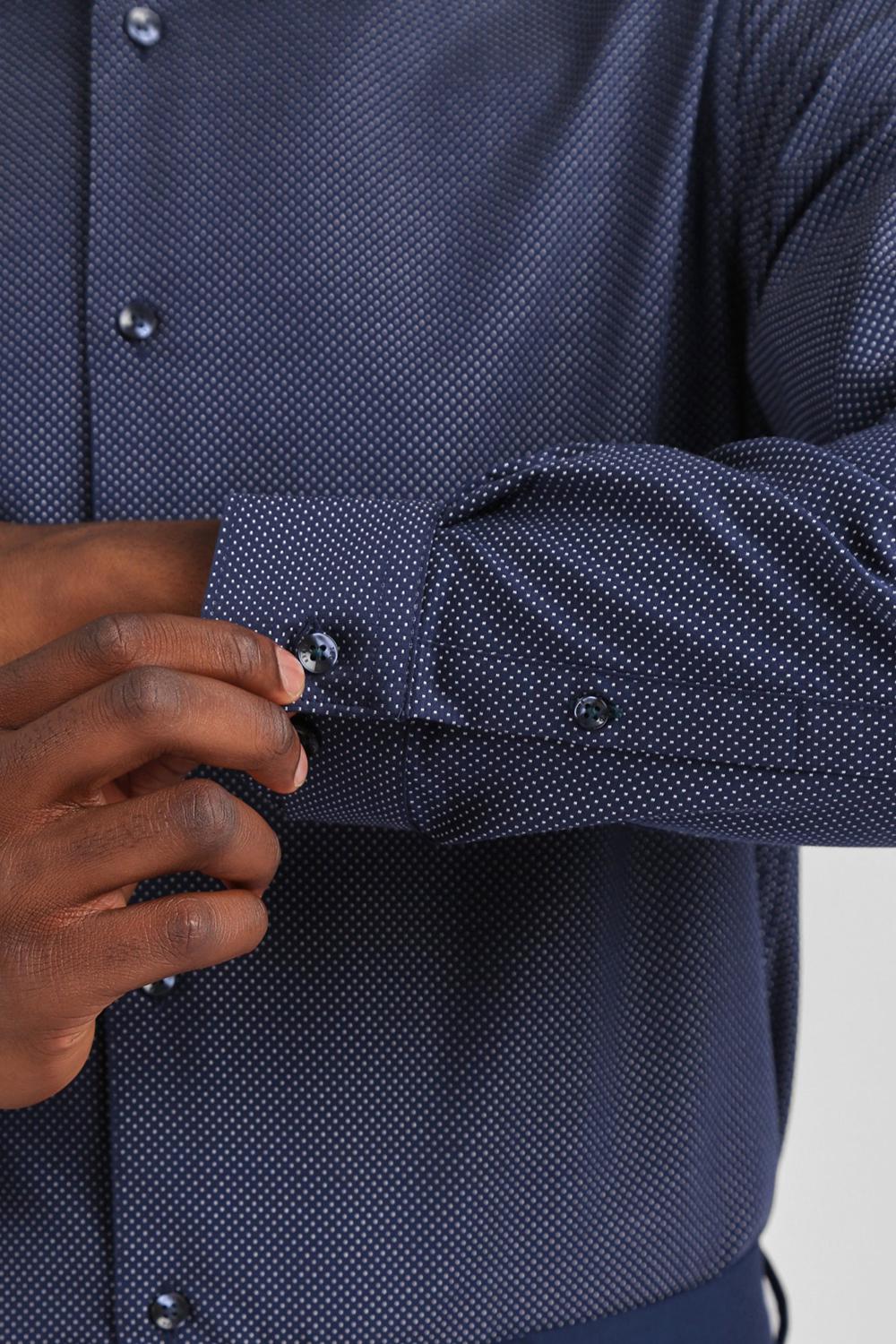 Navy Men Ted Baker ODAIR - Pin Dot Slim Fit Cotton Formal Shirts | SA  LYQ-921307