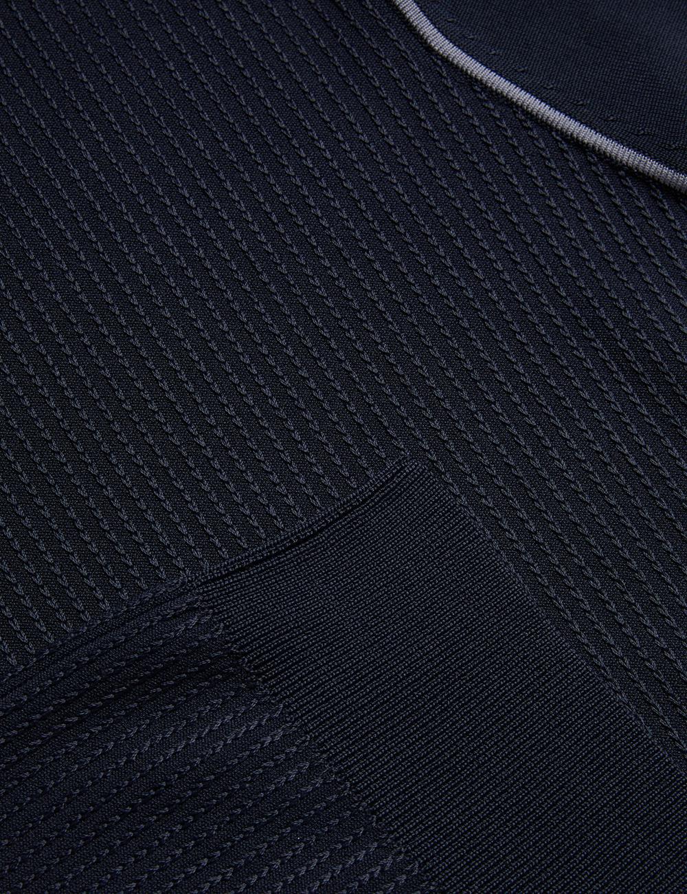 Navy Men Ted Baker PAXTO - Textured Zip With Striped Collar Polos Shirts | SA  SVQ-795201