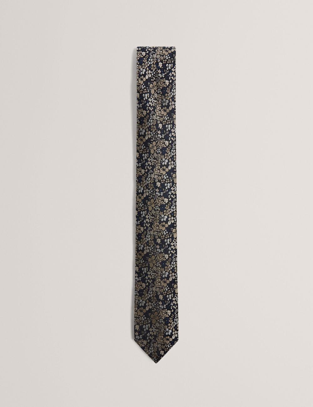 Navy Men Ted Baker PEATYS - Scattered Floral Print Silk Ties | SA  UIB-198604