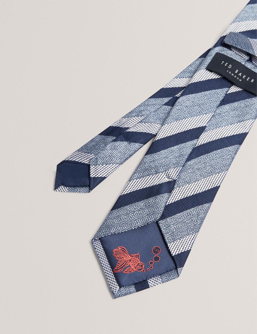 Navy Men Ted Baker WEISMUL - Textured Mixed Stripe Silk Ties | SA  RLO-941653