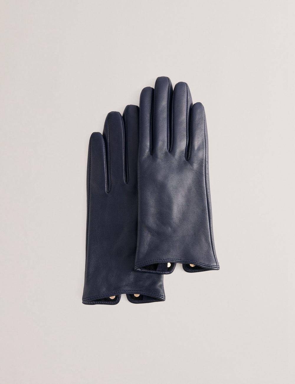 Navy Women Ted Baker ARLEOS - Leather Split Cuff Gloves | SA  NHS-521670