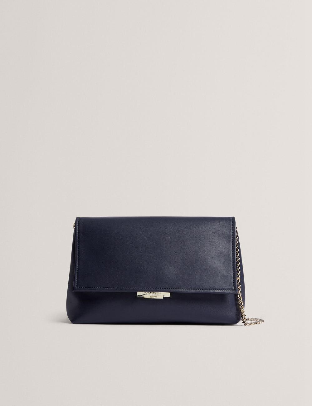 Navy Women Ted Baker DEMAE - Leather Fold Over Chain Shoulder Bags | SA  RHI-316097