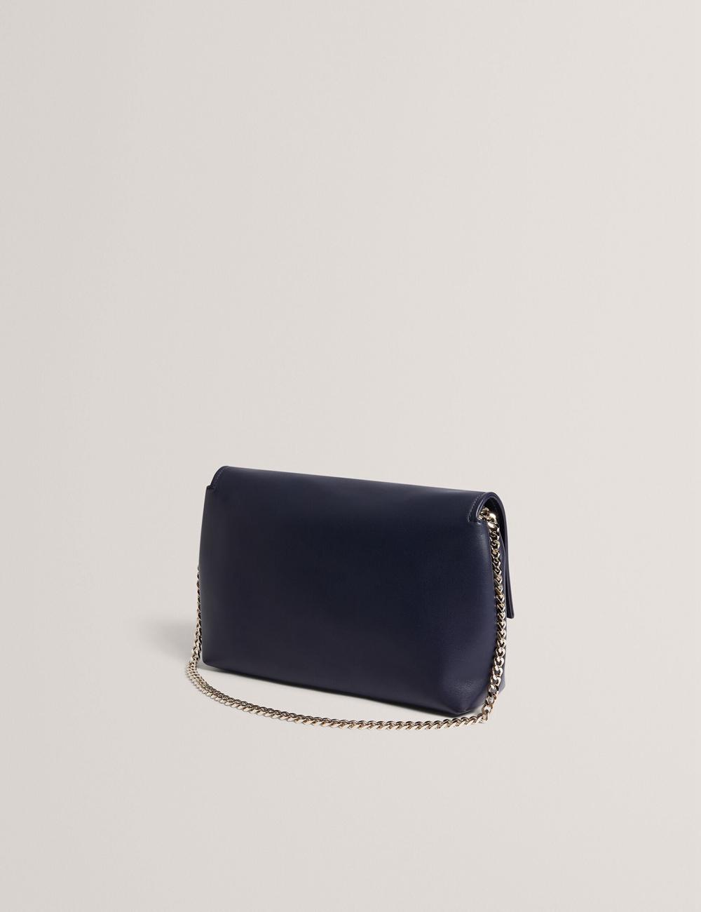 Navy Women Ted Baker DEMAE - Leather Fold Over Chain Shoulder Bags | SA  RHI-316097