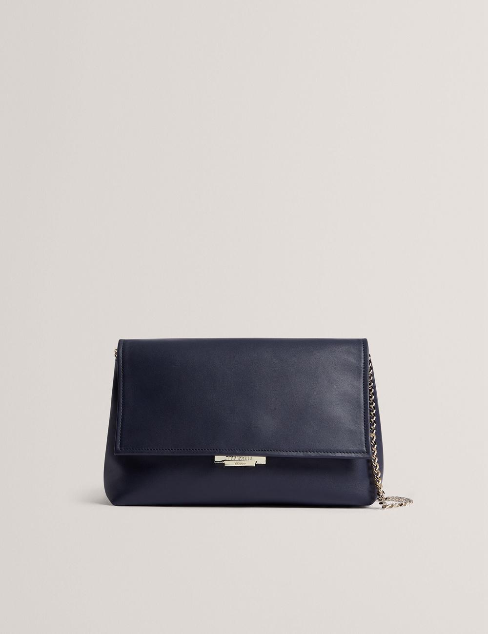Navy Women Ted Baker DEMAE - Leather Fold Over Chain Shoulder Bags | SA  RHI-316097