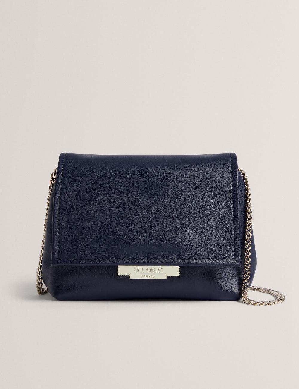 Navy Women Ted Baker DEMNI - Mini Leather Fold Over Chain Crossbody Bags | SA  JQI-092346