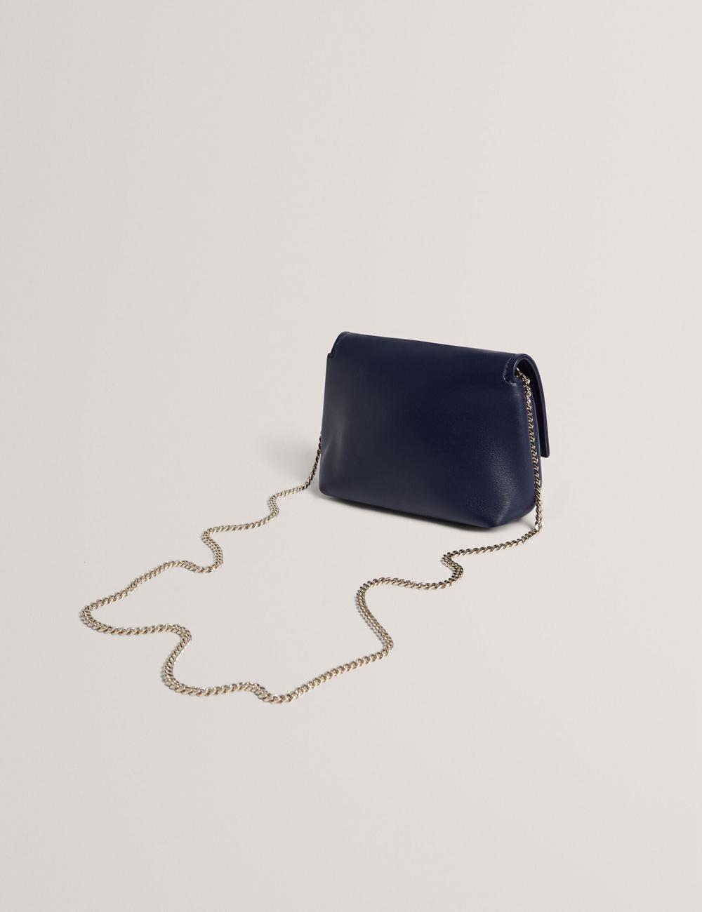 Navy Women Ted Baker DEMNI - Mini Leather Fold Over Chain Crossbody Bags | SA  JQI-092346