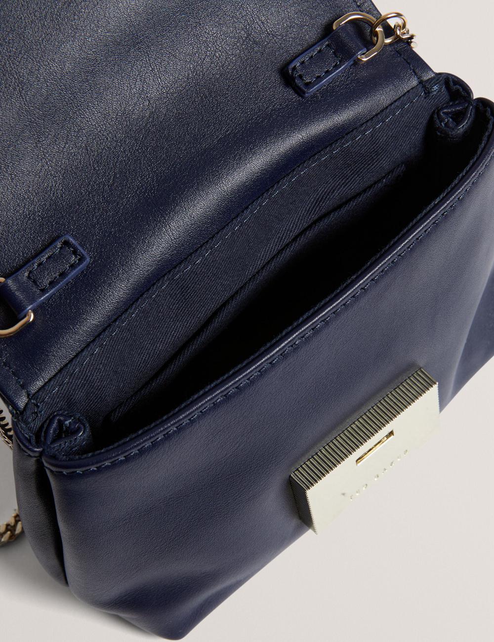 Navy Women Ted Baker DEMNI - Mini Leather Fold Over Chain Crossbody Bags | SA  JQI-092346