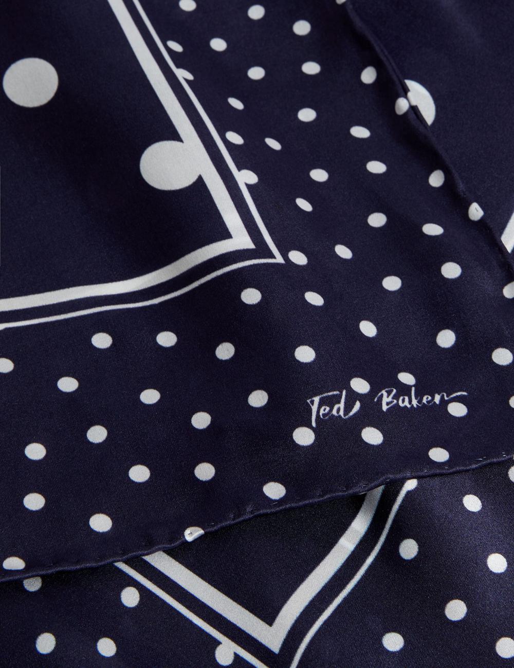 Navy Women Ted Baker GILLS - Polka Dot Print Long Satin Silk Scarves | SA  WJN-043928