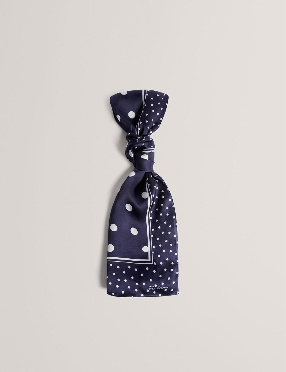Navy Women Ted Baker GILLS - Polka Dot Print Long Satin Silk Scarves | SA  WJN-043928