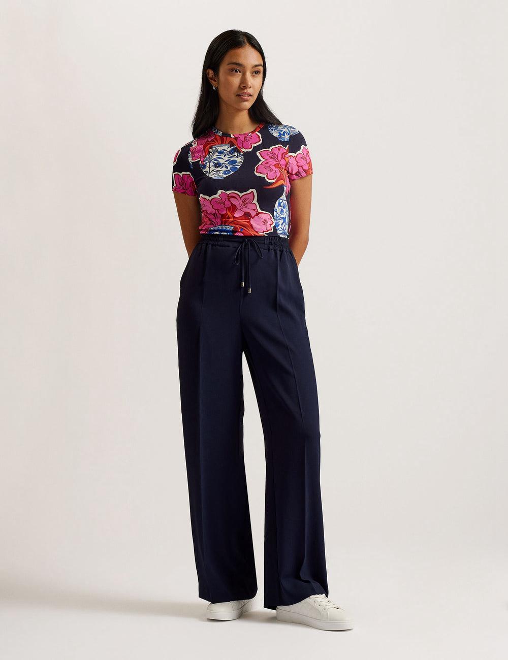 Navy Women Ted Baker LILIAAH - Wide Leg Tailored Joggers | SA  EOG-047398
