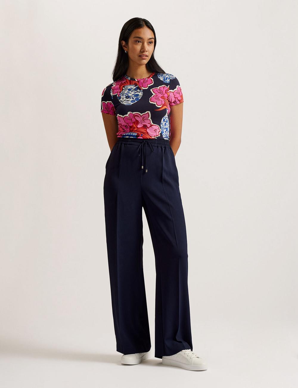 Navy Women Ted Baker LILIAAH - Wide Leg Tailored Joggers | SA  EOG-047398