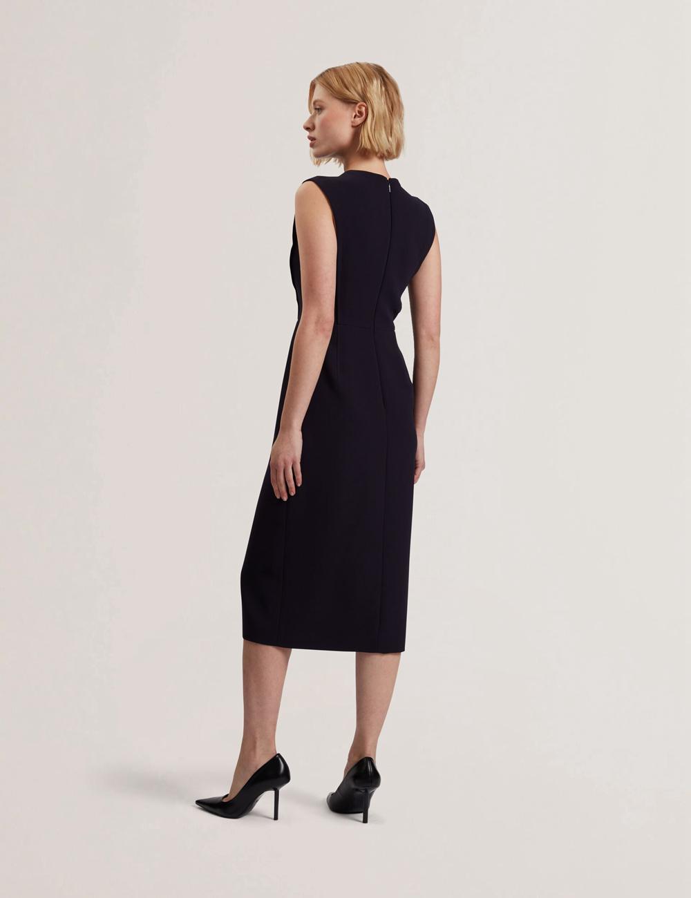 Navy Women Ted Baker MANABDL - Tailored Sleeveless With Front Split Midi Dresses | SA  TVB-629081