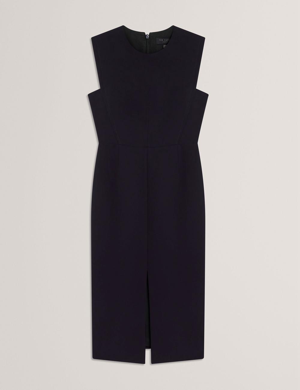 Navy Women Ted Baker MANABDL - Tailored Sleeveless With Front Split Midi Dresses | SA  TVB-629081