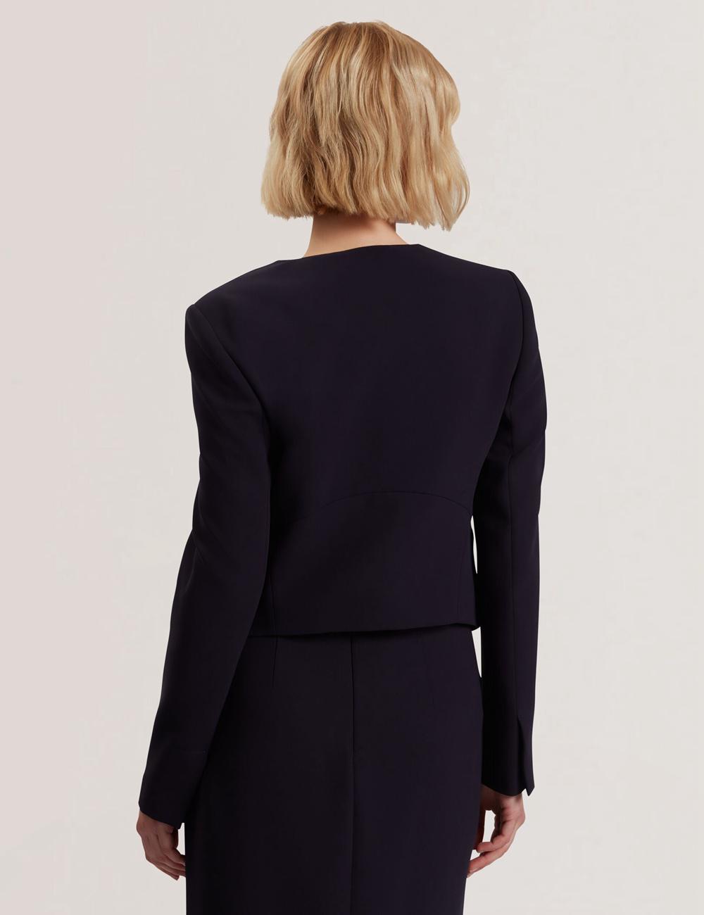 Navy Women Ted Baker MANABJL - Tailored Round Neck Cropped Open Jackets | SA  NIQ-209546