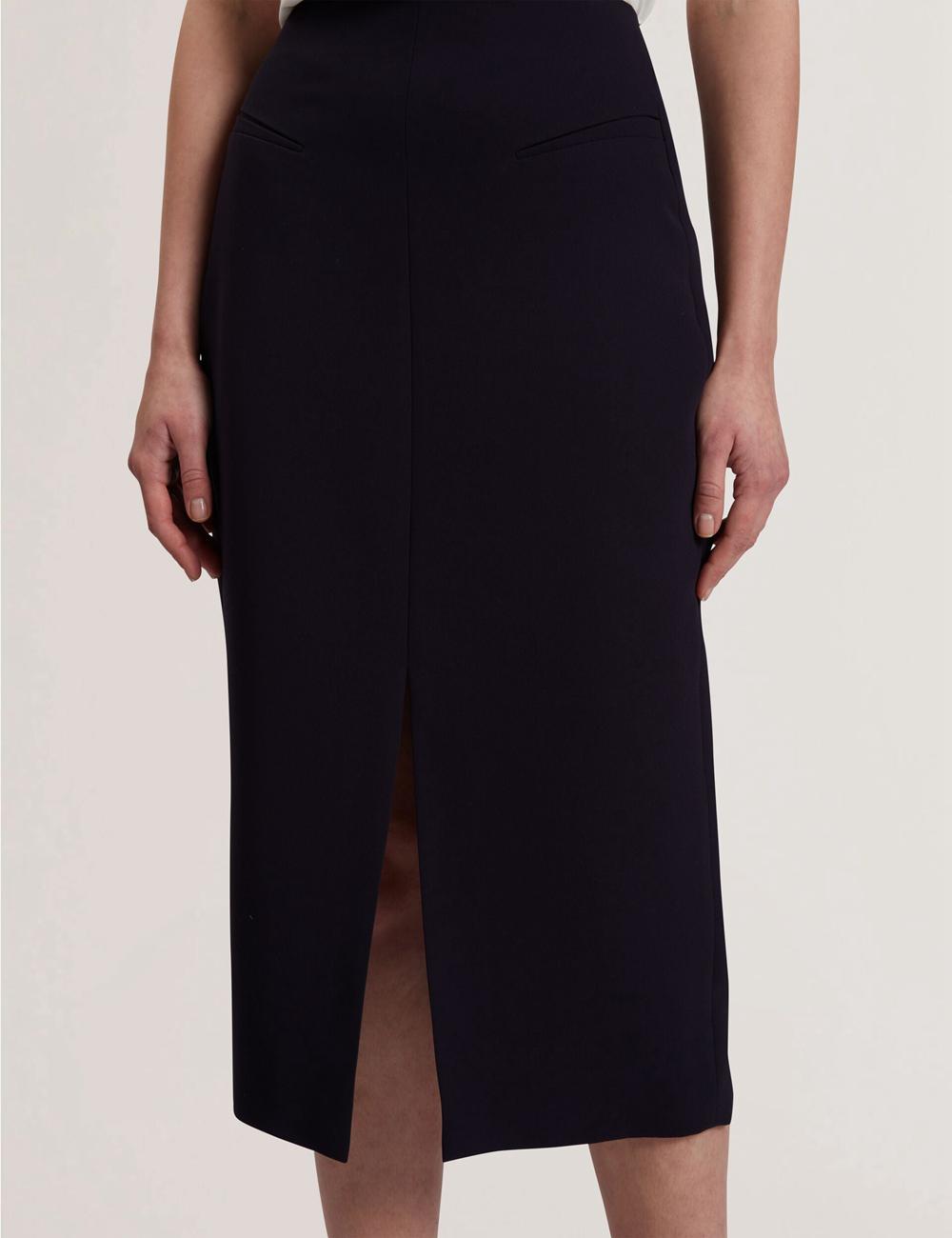 Navy Women Ted Baker MANABSL - Tailored Midi Pencil Skirt With Front Split Midi Skirts | SA  JET-507968