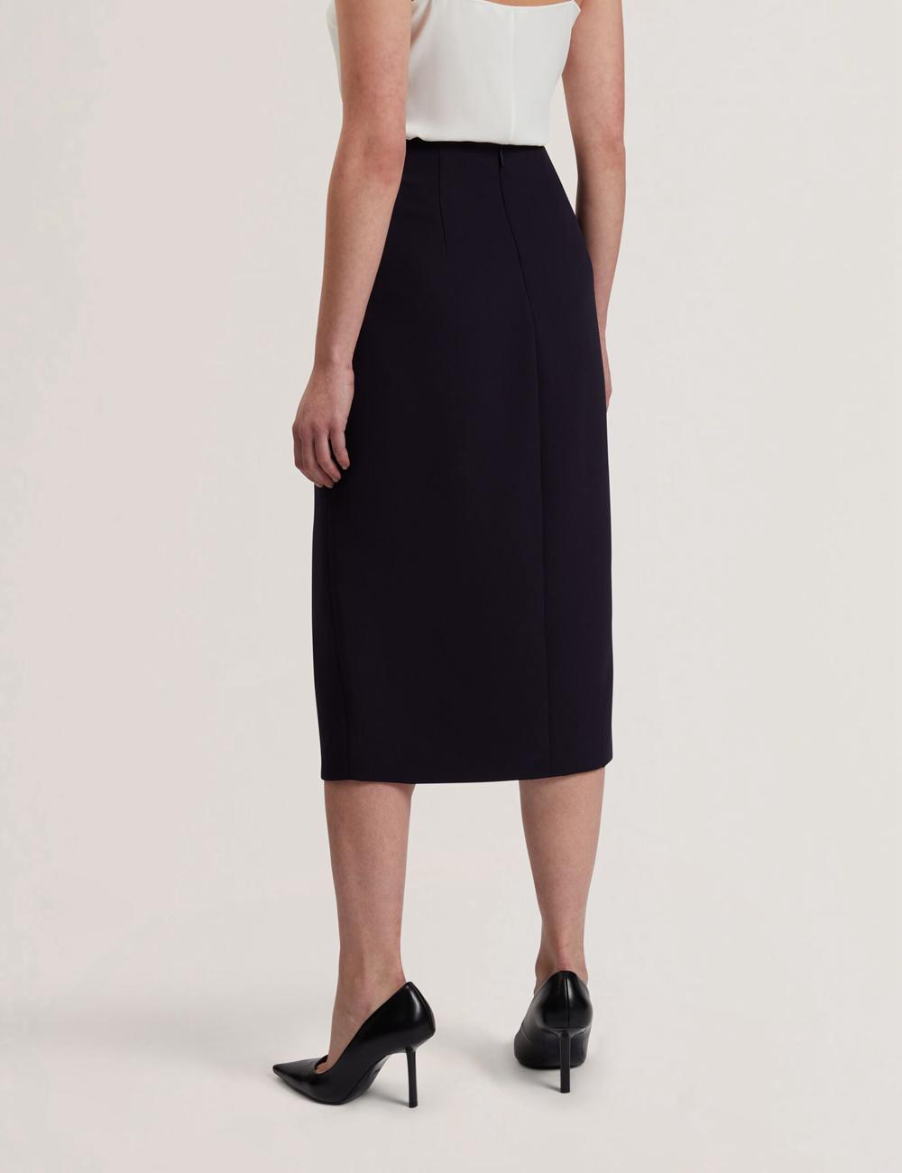 Navy Women Ted Baker MANABSL - Tailored Midi Pencil Skirt With Front Split Midi Skirts | SA  JET-507968