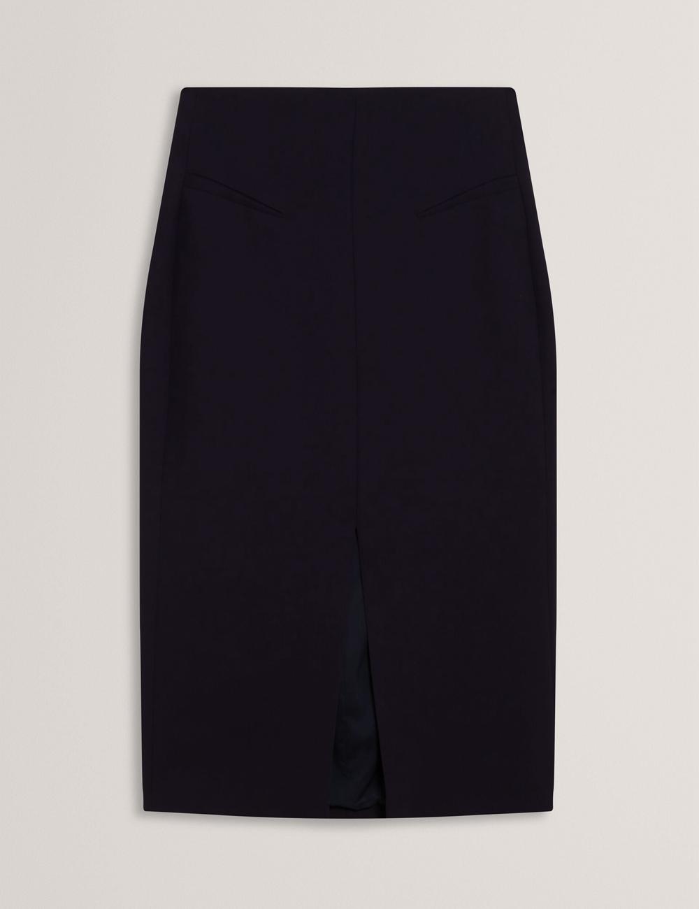 Navy Women Ted Baker MANABSL - Tailored Midi Pencil Skirt With Front Split Midi Skirts | SA  JET-507968