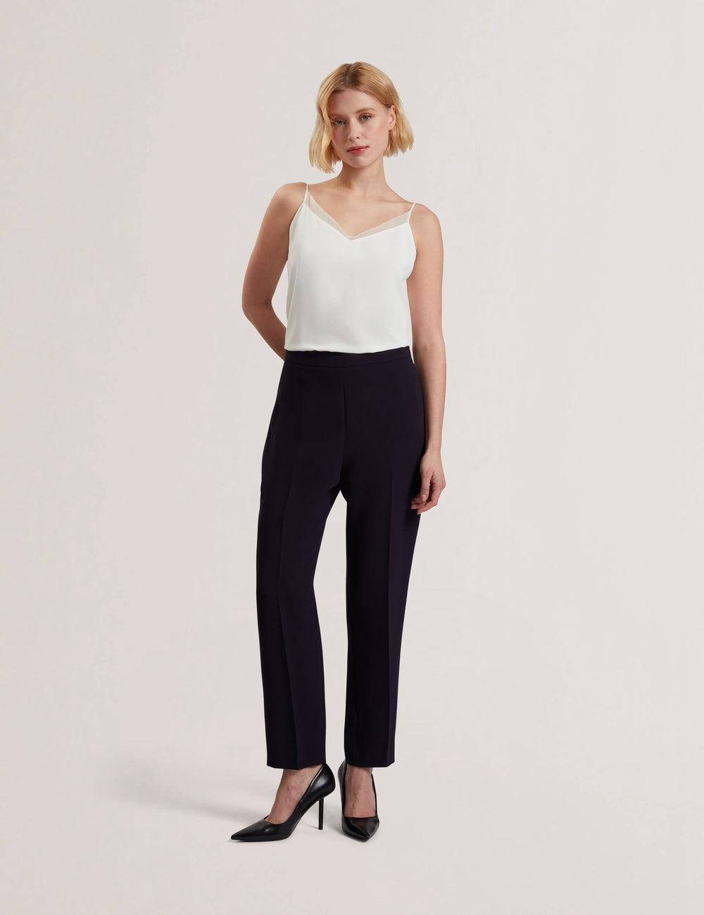 Navy Women Ted Baker MANABTL - High Waist Tapered Leg Tailored Trousers | SA  ZXC-480392