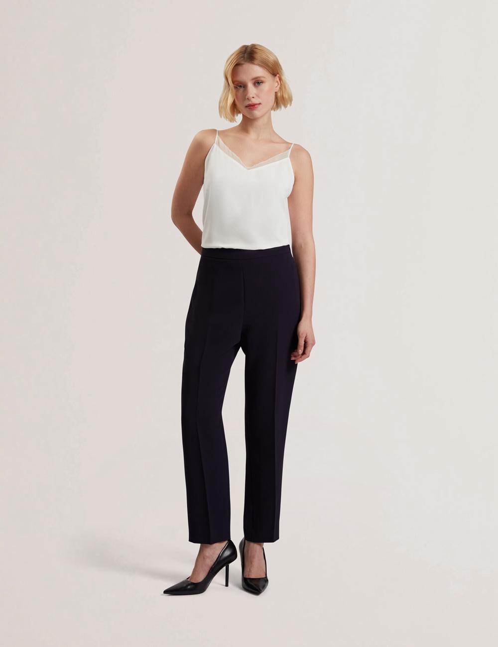 Navy Women Ted Baker MANABTL - High Waist Tapered Leg Tailored Trousers | SA  ZXC-480392