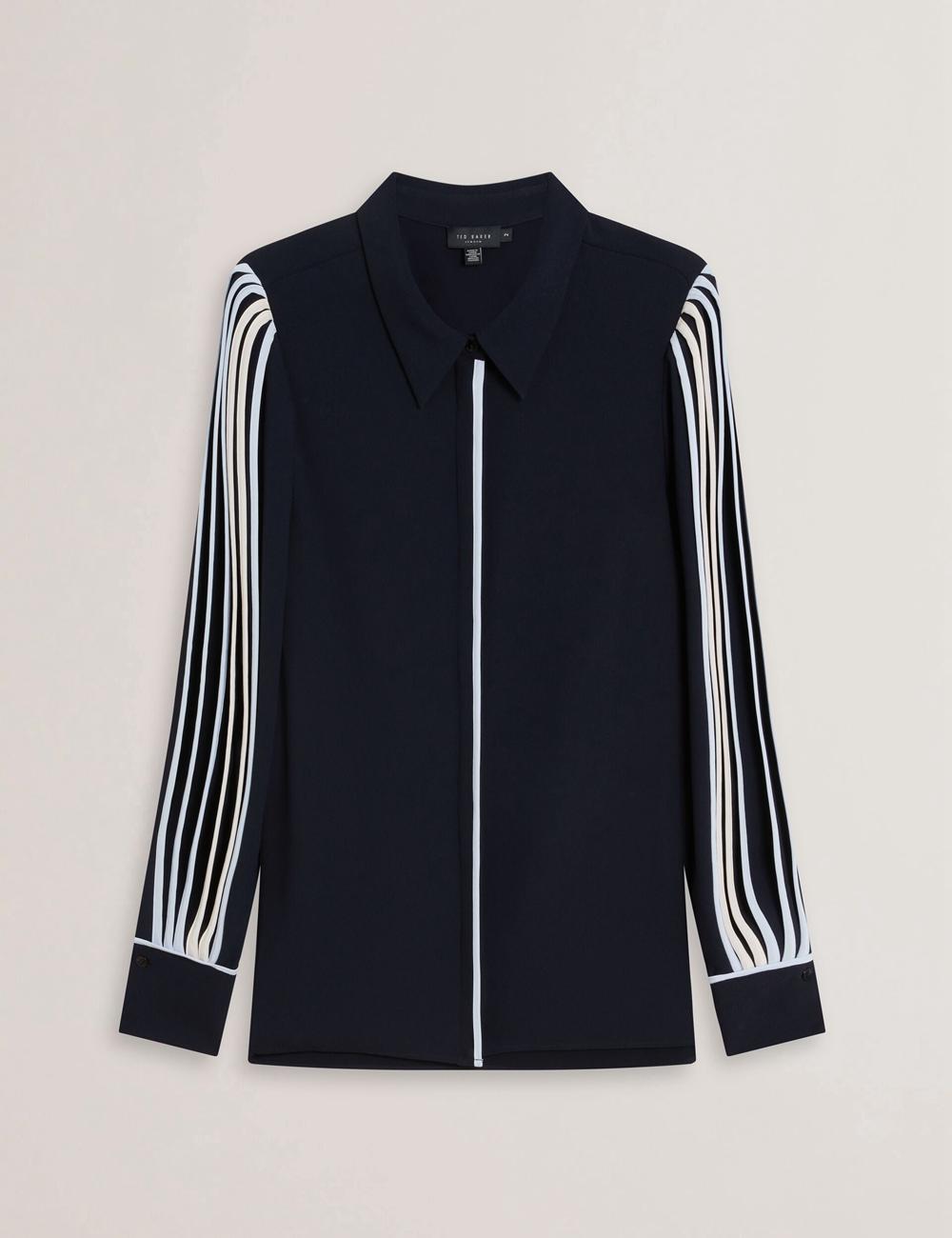 Navy Women Ted Baker MIRITI - Contrast Piping Detail Long Sleeve Casual Shirts | SA  VEP-253814