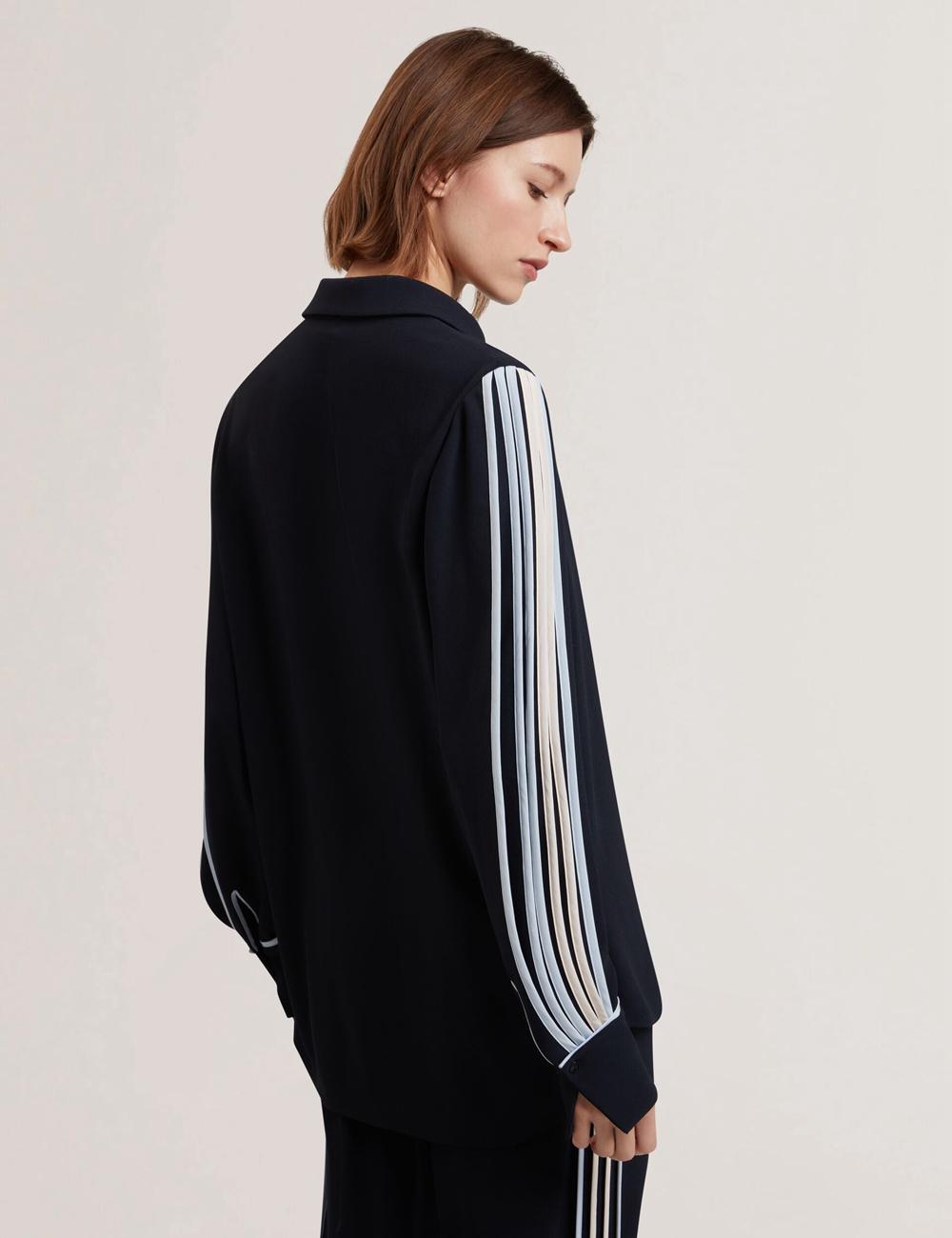 Navy Women Ted Baker MIRITI - Contrast Piping Detail Long Sleeve Casual Shirts | SA  VEP-253814