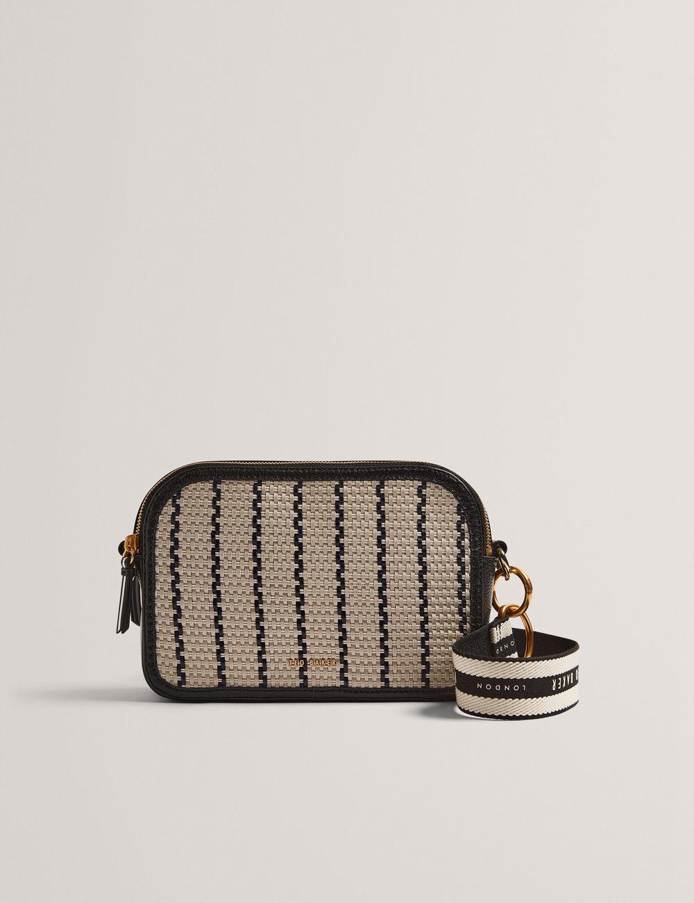 Navy Women Ted Baker RIVEA - Woven Panel Faux Leather Camera Camera Bag | SA  ATO-683471