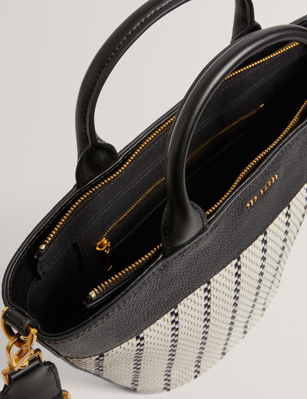Navy Women Ted Baker RIVERI - Woven Leather Trim Bucket With Webbing Strap Tote Bags | SA  ZSO-062741