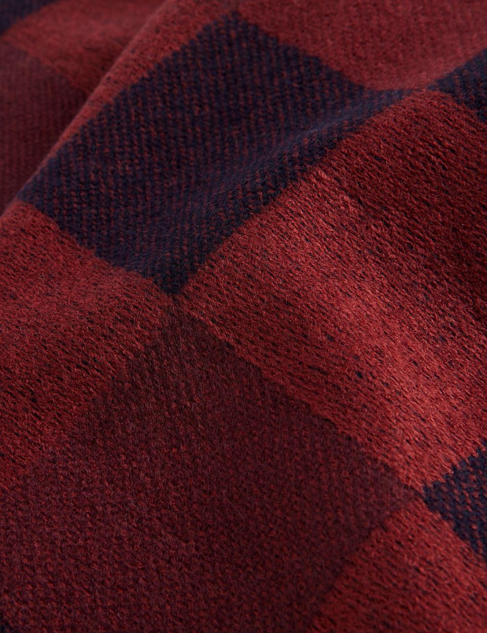 Oxblood Men Ted Baker PETERRR - Block Check With Fringe Trim Woven Scarves | SA  ZJH-691325