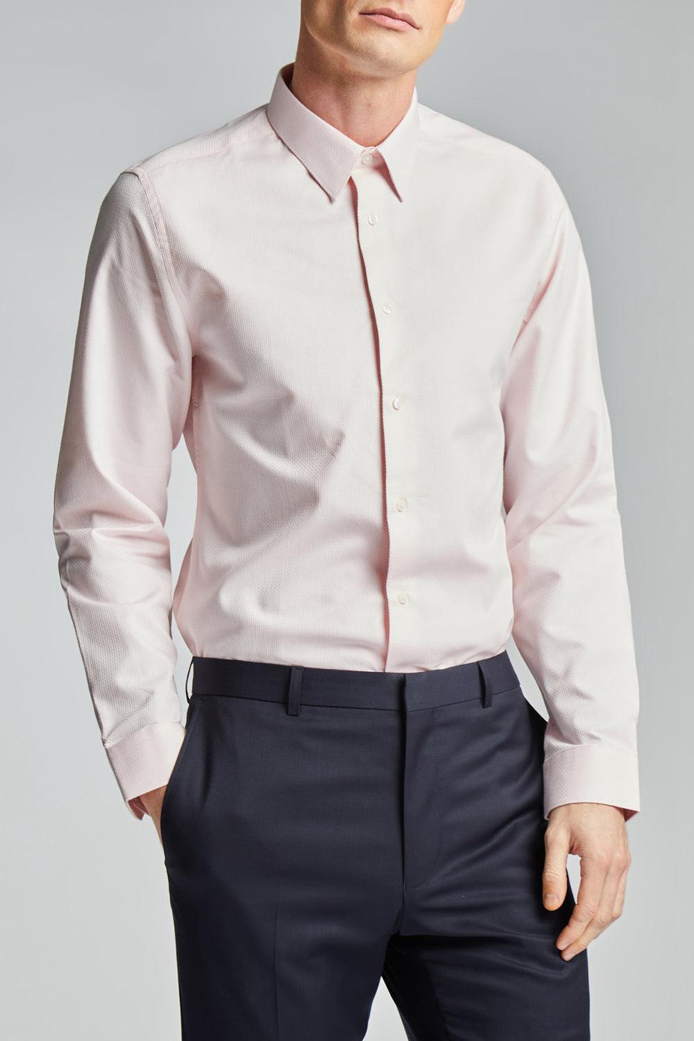 Pink Men Ted Baker DORAIN - Textured Cotton Long Sleeve Formal Shirts | SA  EPU-783521