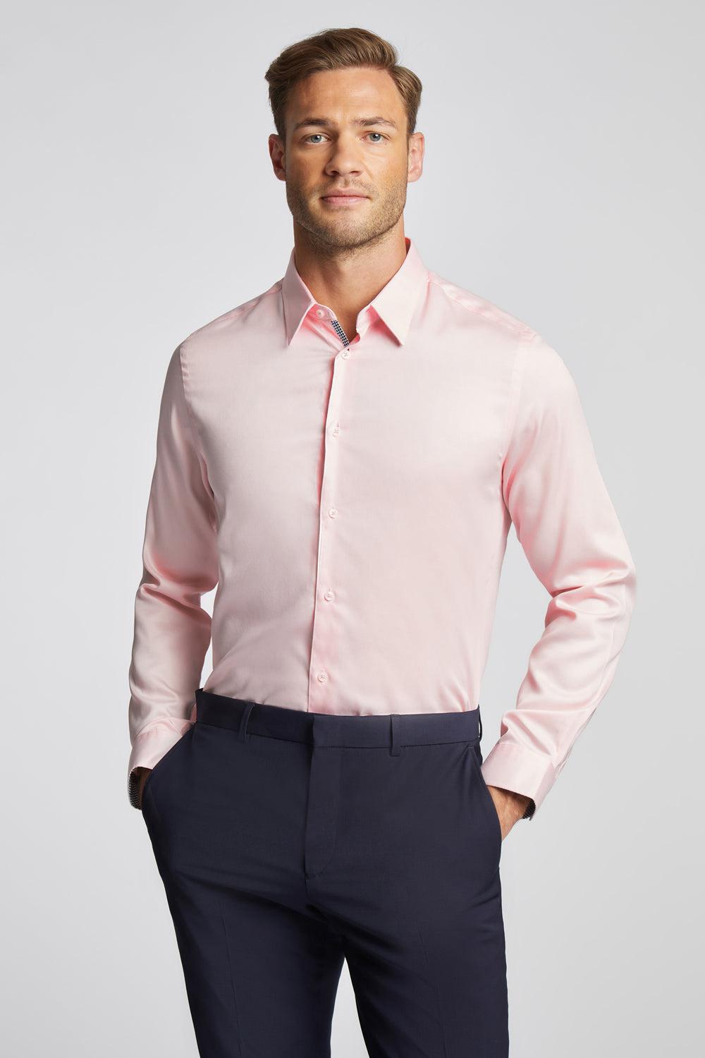 Pink Men Ted Baker MAELOR - Slim Fit Sateen Cotton Formal Shirts | SA  TIJ-679250