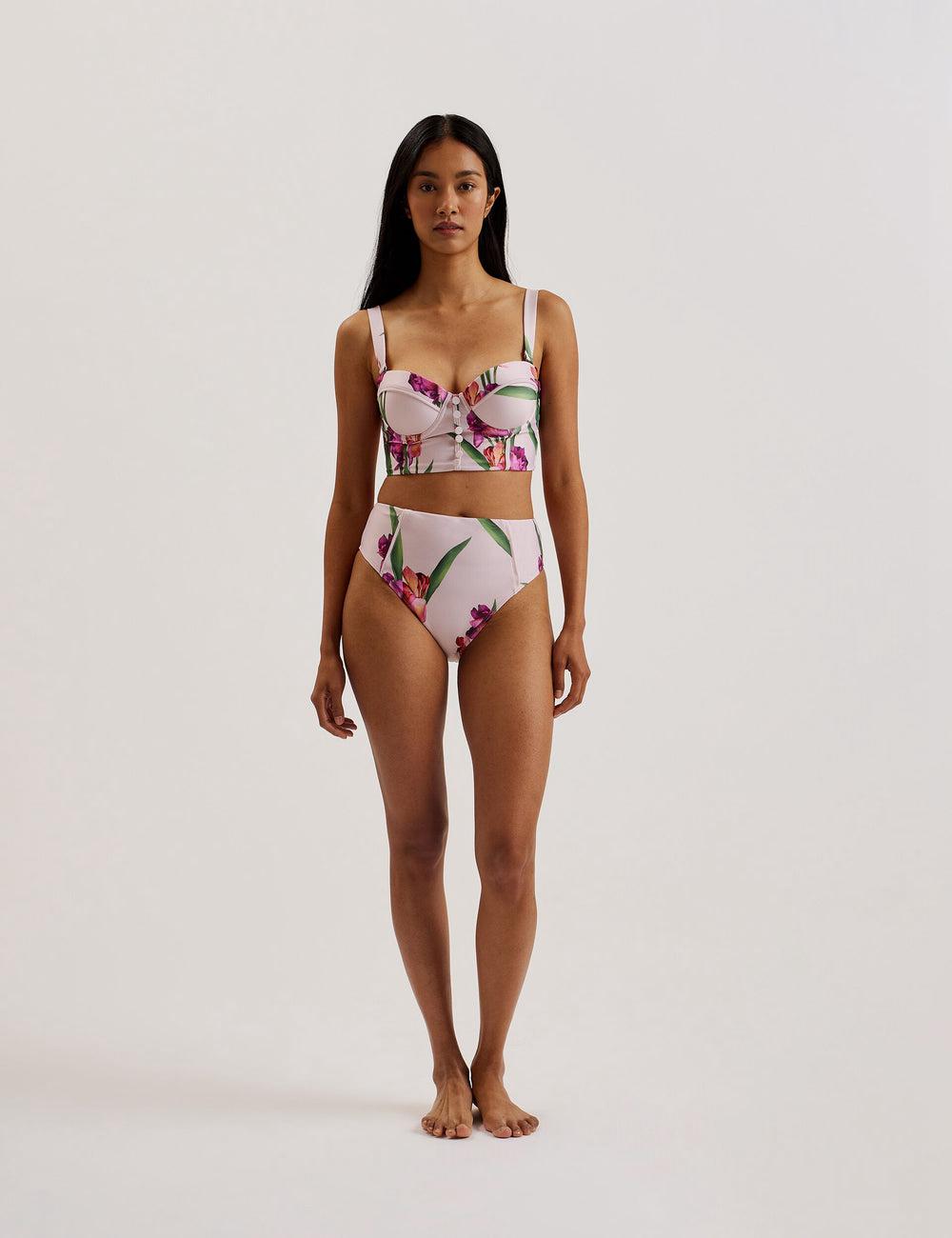 Pink Women Ted Baker AVELEA - Floral Print High Waisted Bikini Bottoms | SA  WOP-415278