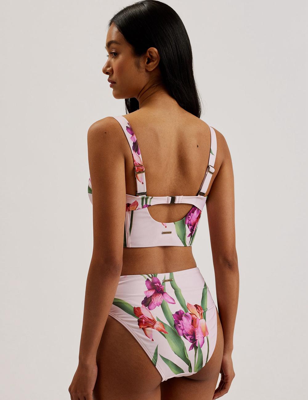 Pink Women Ted Baker AVELEA - Floral Print High Waisted Bikini Bottoms | SA  WOP-415278