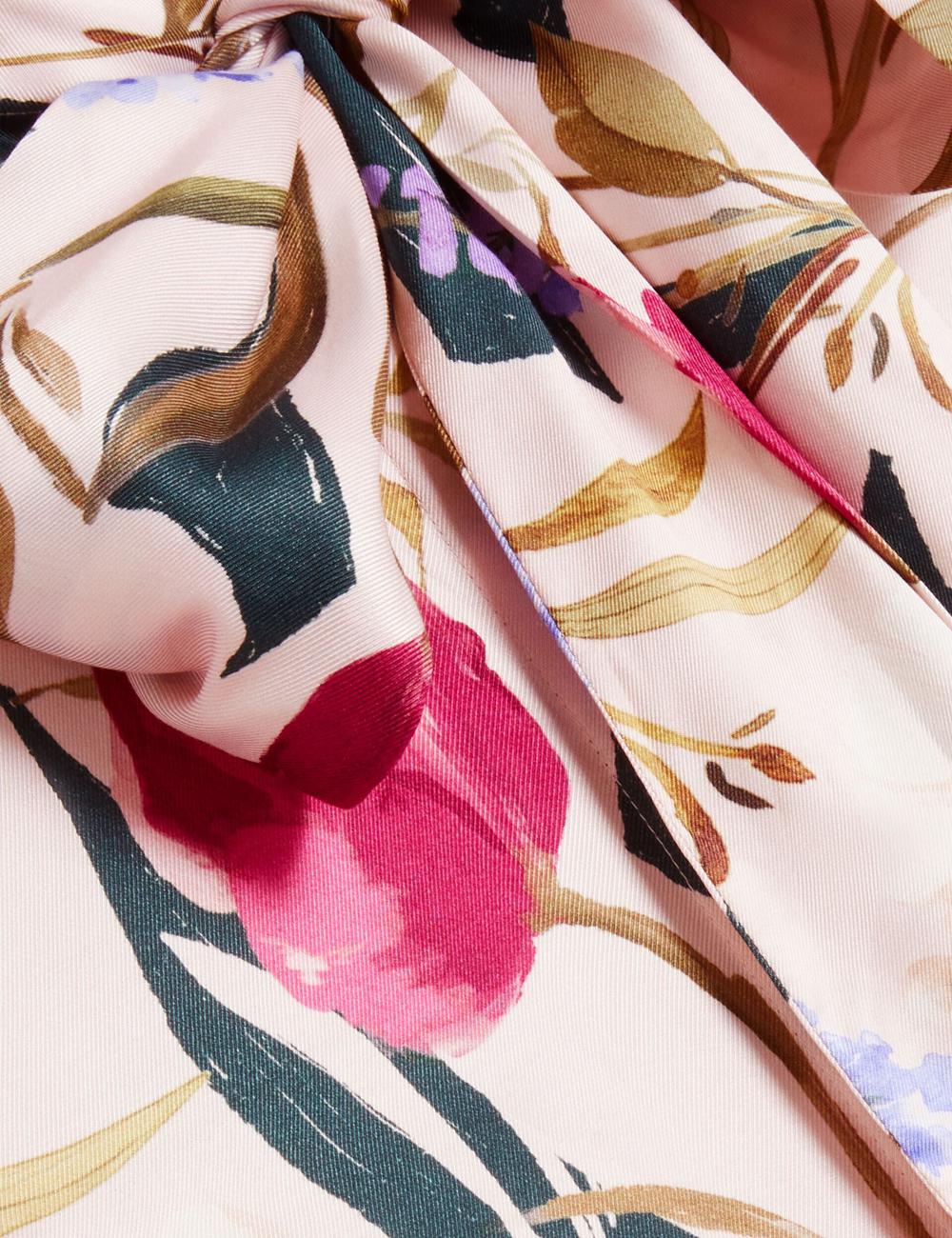 Pink Women Ted Baker LEEYAA - Floral Print Neck Longline Blouses | SA  AUJ-736102
