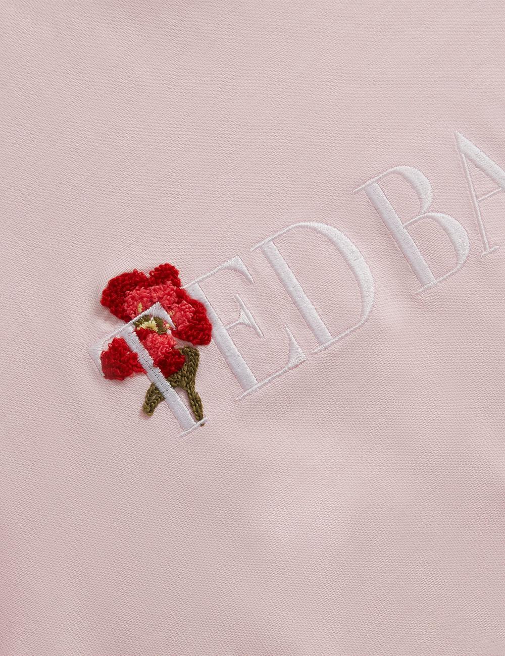 Pink Women Ted Baker MOLII - Embroidered Logo Cropped Cotton T-Shirts | SA  NBI-467159